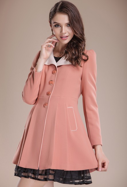 Lady slim lapel Long coats - Click Image to Close